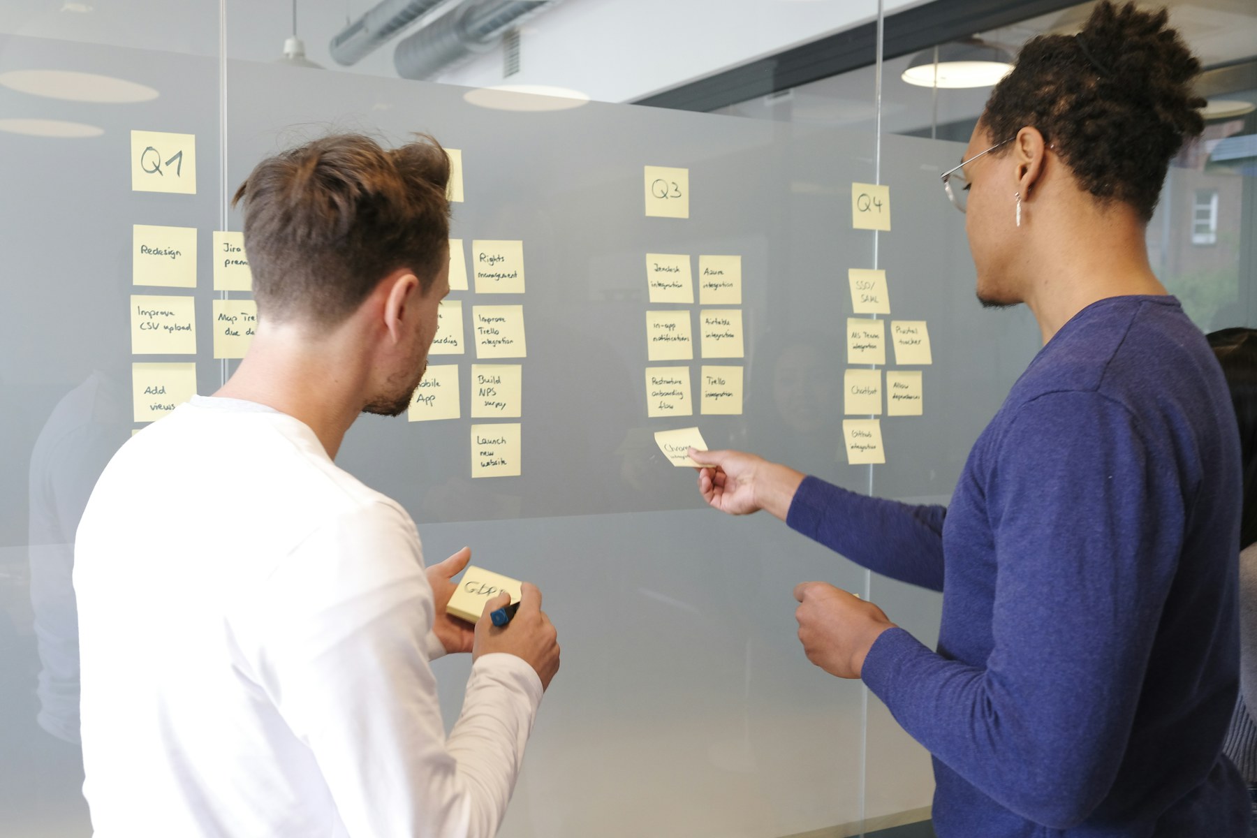 Business leaders in a focused working conversation